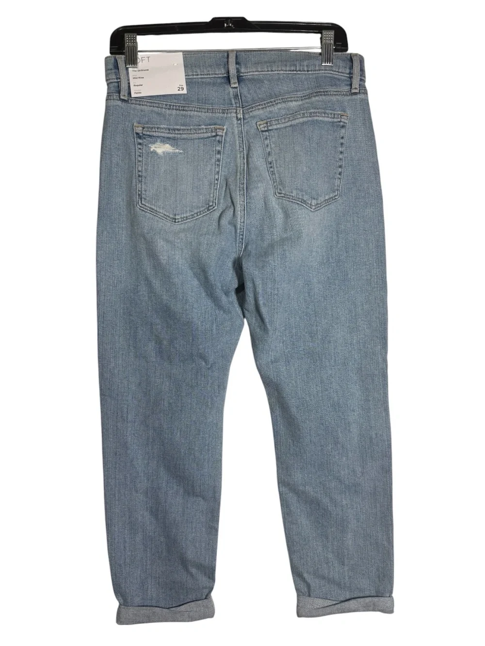 LOFT The Girlfriend Mid Rise Jeans Size 29P Lighter Wash NWT Petites Denim